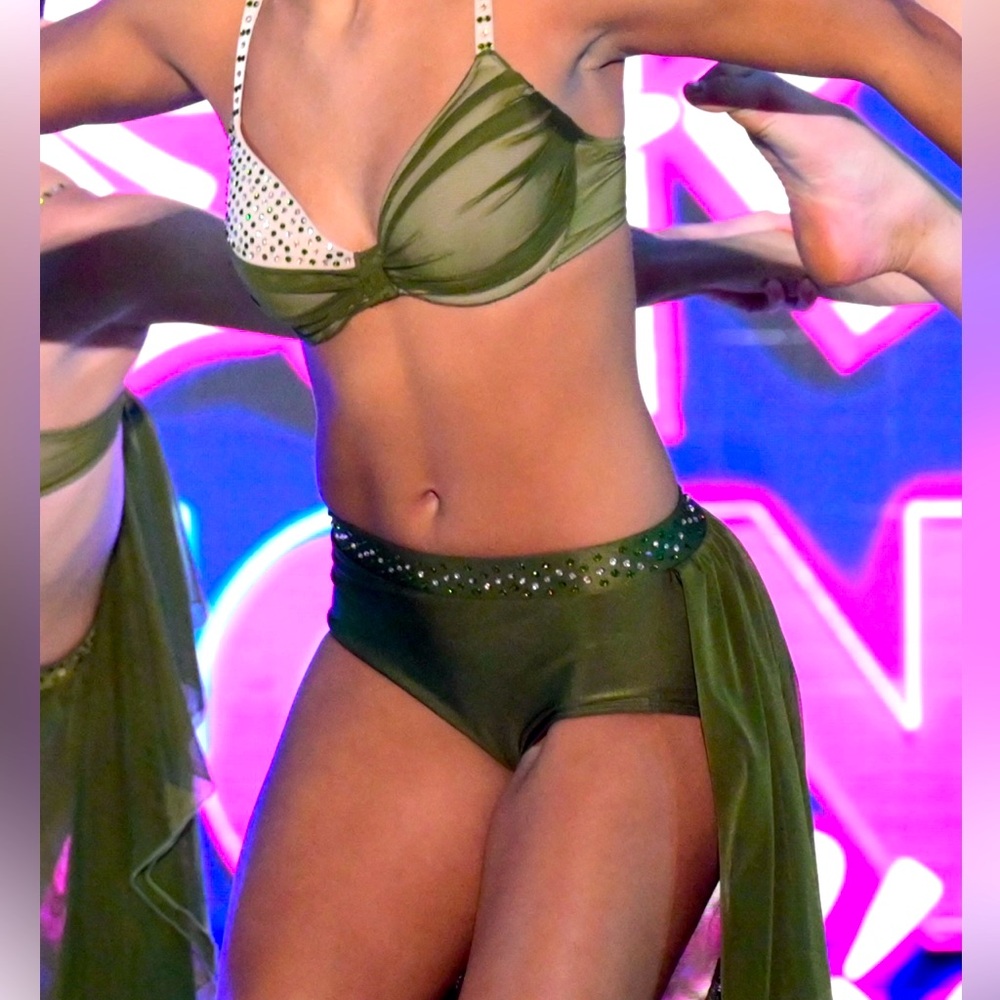 Green Dance Costume with Rhinestones